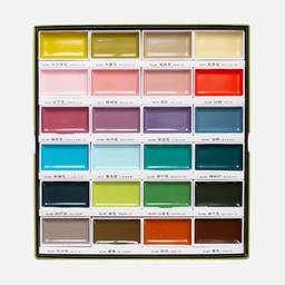 [KURETAKE MC20-24V/NW] KURETAKE Gansai Tambi Japanese Watercolor Pan Art Nouveau Set x 24