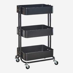 [OVJ 8888888871110] OVJ Metal Utility Cart 3-Tier 35cm x 45cm x 78cm Black