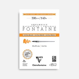 [CLAIREFONTAINE 976017C] CLAIREFONTAINE Fontaine Extra White Watercolor Paper Pad Hot Press 300gsm 10cm x 15cm x 15