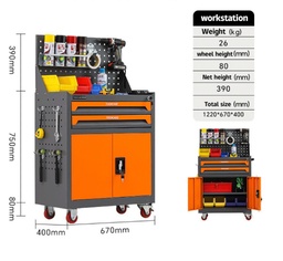 OVJ Makerspace Mobile Metal Workstation 40cm x 67cm x 1.22m Orange (Installation Not Included)