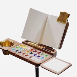 [OVJ 8888888871066] OVJ Black Walnut Travel Watercolor Wooden Case (Tripod Included)