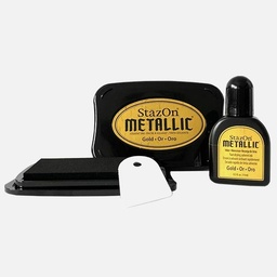 [TSUKINEKO SZ-191] TSUKINEKO Stazon Metallic Ink Pad & Refill Gold Set