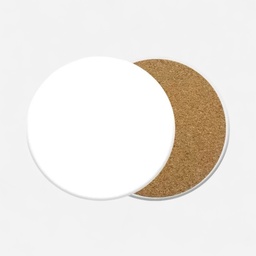 [OVJ 8888888872104] OVJ Ceramic Tile Coaster Matt White Circle 10cm (Cork Base Included)