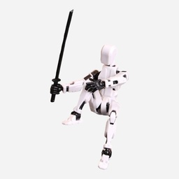 [OVJ 8888888871219] OVJ Stop Motion Plastic Action Figure White (Assembly Guide Included)