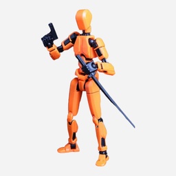 [OVJ 8888888871215] OVJ Stop Motion Plastic Action Figure Orange (Assembly Guide Included)