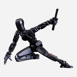 [OVJ 8888888871210] OVJ Stop Motion Plastic Action Figure Black (Assembly Guide Included)