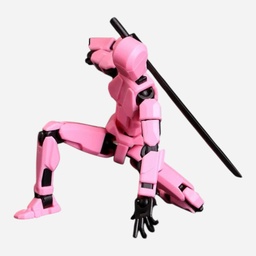 [OVJ 8888888871216] OVJ Stop Motion Plastic Action Figure Pink (Assembly Guide Included)