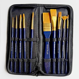 [OVJ 8888888829801] OVJ Golden Taklon Acrylic Brush Set x 10 (Canvas Case Included)