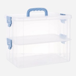 [OVJ 8888888811114] OVJ Plastic Storage Box 2-Tier 13cm x 23cm x 34cm Blue