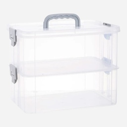 [OVJ 8888888811116] OVJ Plastic Storage Box 2-Tier 13cm x 23cm x 34cm Grey