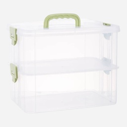 [OVJ 8888888811115] OVJ Plastic Storage Box 2-Tier 13cm x 23cm x 34cm Green