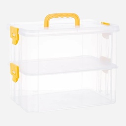 [OVJ 8888888811121] OVJ Plastic Storage Box 2-Tier 13cm x 23cm x 34cm Yellow