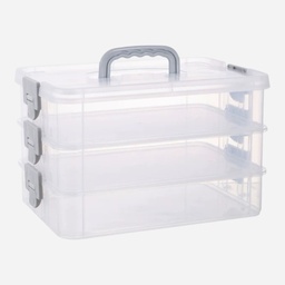 [OVJ 8888888811135] OVJ Plastic Storage Box 3-Tier 7cm x 23cm x 34cm Grey
