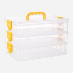 [OVJ 8888888811131] OVJ Plastic Storage Box 3-Tier 7cm x 23cm x 34cm Yellow
