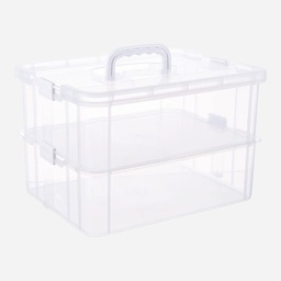 [OVJ 8888888811110] OVJ Plastic Storage Box 2-Tier 13cm x 23cm x 34cm White