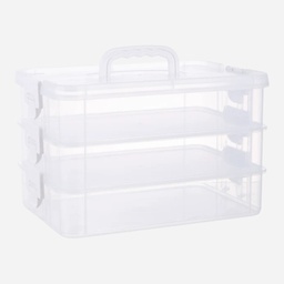[OVJ 8888888811130] OVJ Plastic Storage Box 3-Tier 7cm x 23cm x 34cm White