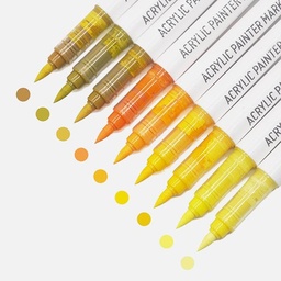 [OVJ 6941322275360] OVJ Languo Acrylic Brush Marker Warm Yellow Set x 9