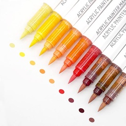 [LANGUO 6941322254761] LANGUO Acrylic Brush Marker Red Yellow Set x 9