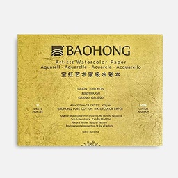 [BAOHONG 6932525801029] BAOHONG Artist 100% Cotton Watercolor Paper Pad 300gsm Rough 23cm x 31cm x 20