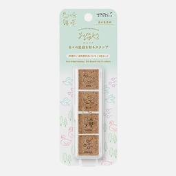 [MIDORI 35619006] MIDORI Yuru Log Paintable Pre-inked Stamp Forest Scenery