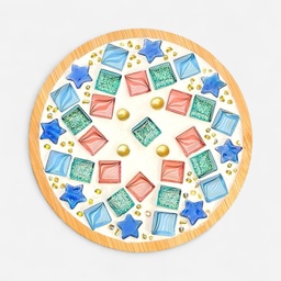 [OVJ 8888888880817] OVJ Bamboo Coaster Mosaic Kit B