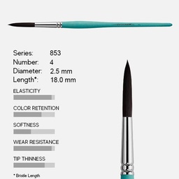 [TINTORETTO 853/4] TINTORETTO Aquamarina Plum Taklon Long Round Brush 4 By Felice Feltracco