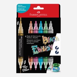 [FABER-CASTELL 285517] FABER-CASTELL Shake & Paint Acrylic Marker Metallic Set x 6