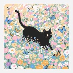 OVJ Paint By Numbers Kit 20cm x 20cm Cats & Butterflies - Ready To Pounce
