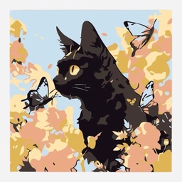 OVJ Paint By Numbers Kit 20cm x 20cm Cats & Butterflies - Eyes On You