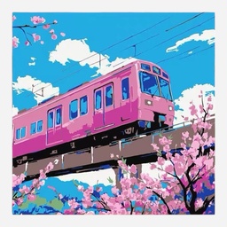 OVJ Paint By Numbers Kit 20cm x 20cm Tram Ride Spring