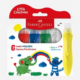 [FABER-CASTELL 37-010230] FABER-CASTELL Jumbo Washable Squeeze Paint Brush Set x 6