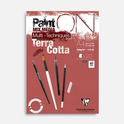 [CLAIREFONTAINE 976153C] CLAIREFONTAINE Paint On Terracotta Mixed Media Paper Pad 250gsm A4 x 20