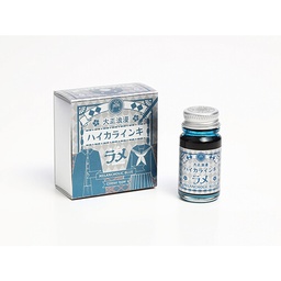 [TRHGL-12ML-T61] TERANISHI Taisho Roman Lame Haikara Guitar Fountain Pen Ink 12ml Glitter Melancholic Blue