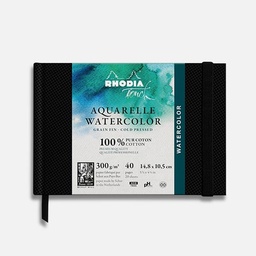 [RHODIA 116136C] RHODIA Touch 100% Cotton Watercolor Paper Book 300gsm Cold Press Landscape A6 x 20