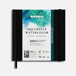 [RHODIA 116142C] RHODIA Touch 100% Cotton Watercolor Paper Book 300gsm Cold Press Portrait 15cm x 15cm x 20