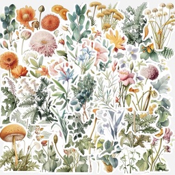 OVJ Waterproof Sticker Watercolor Botanicals x 50