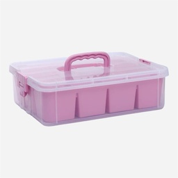 [OVJ 8888888811113] OVJ Plastic Storage Box 1-Tier 13cm x 23cm x 34cm Pink (Sorting Tray Included)
