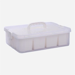 [OVJ 8888888811110] OVJ Plastic Storage Box 1-Tier 13cm x 23cm x 34cm White (Sorting Tray Included)