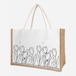 OVJ Spliced Tote Bag Painting Kit 15cm x 22cm x 32cm Butterlies & Flowers (12-Color Paint Pot & Brushes Included)