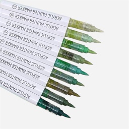 [LANGUO 6941322277432] LANGUO Acrylic Brush Marker Sage Green Set x 9