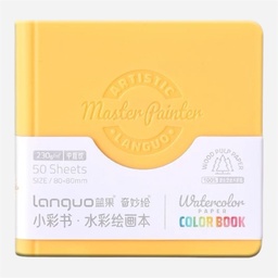 [LANGUO 6941322271607] LANGUO Mini Watercolor Paper Book 230gsm Cold Press 8cm x 8cm x 50 Yellow