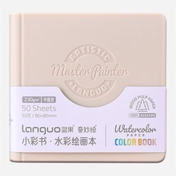 [LANGUO 6941322271577] LANGUO Mini Watercolor Paper Book 230gsm Cold Press 80mm x 80mm x 50 Sand White