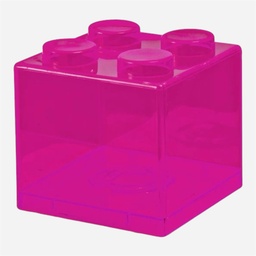 OVJ Plastic Brick Coin Box 9cm x 9cm x 9cm Transparent Red