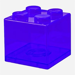 OVJ Plastic Brick Coin Box 9cm x 9cm x 9cm Transparent Blue