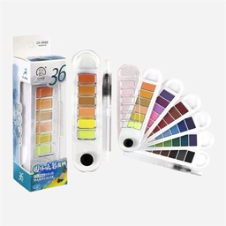 [OVJ 6920434799452] OVJ Fan-Type Watercolor Set x 36 (Water Brush Included)