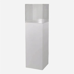 OVJ White Acrylic Pedestal 40cm x 40cm x 100cm With Acrylic Cover 40cm x 40cm x 40cm