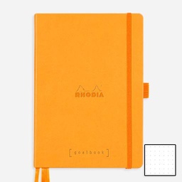 [RHODIA 118584] RHODIA White Paper Hardcover Dot Goal Book 90gsm A5 x 120 Orange