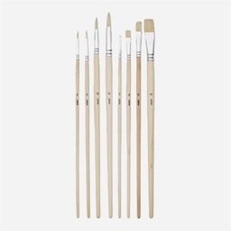 [PEBEO 952403] PEBEO Artist White Bristle Flat & Round Brush Set x 8