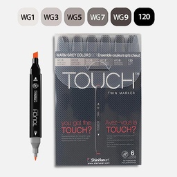 [SHINHAN 1100601] SHINHAN Touch Twin Marker Warm Grey Set x 6