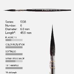 [TINTORETTO 1338/6] TINTORETTO 1338 Synthetic Kazan Squirrel Long Brush 6